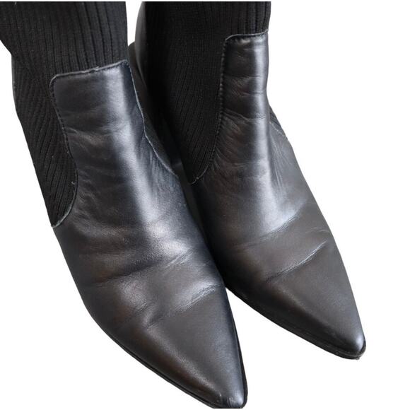 Steve Madden Black Leather Pointed Toe Tackle Ankle Boots Size 9 - Picture 11 of 14